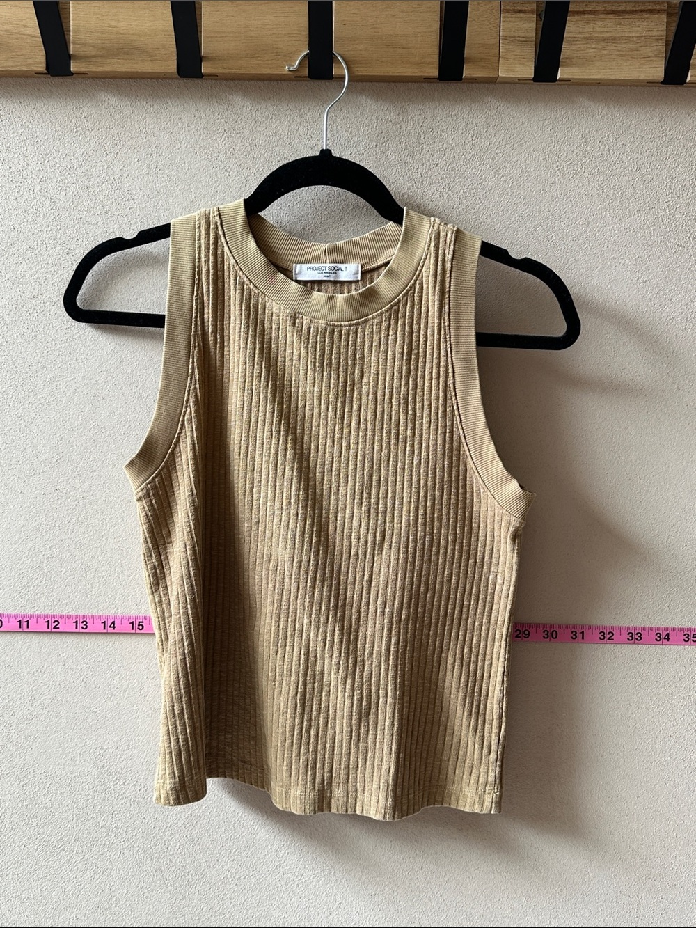 Project Social T Ribbed Sleeveless Tank in Tan